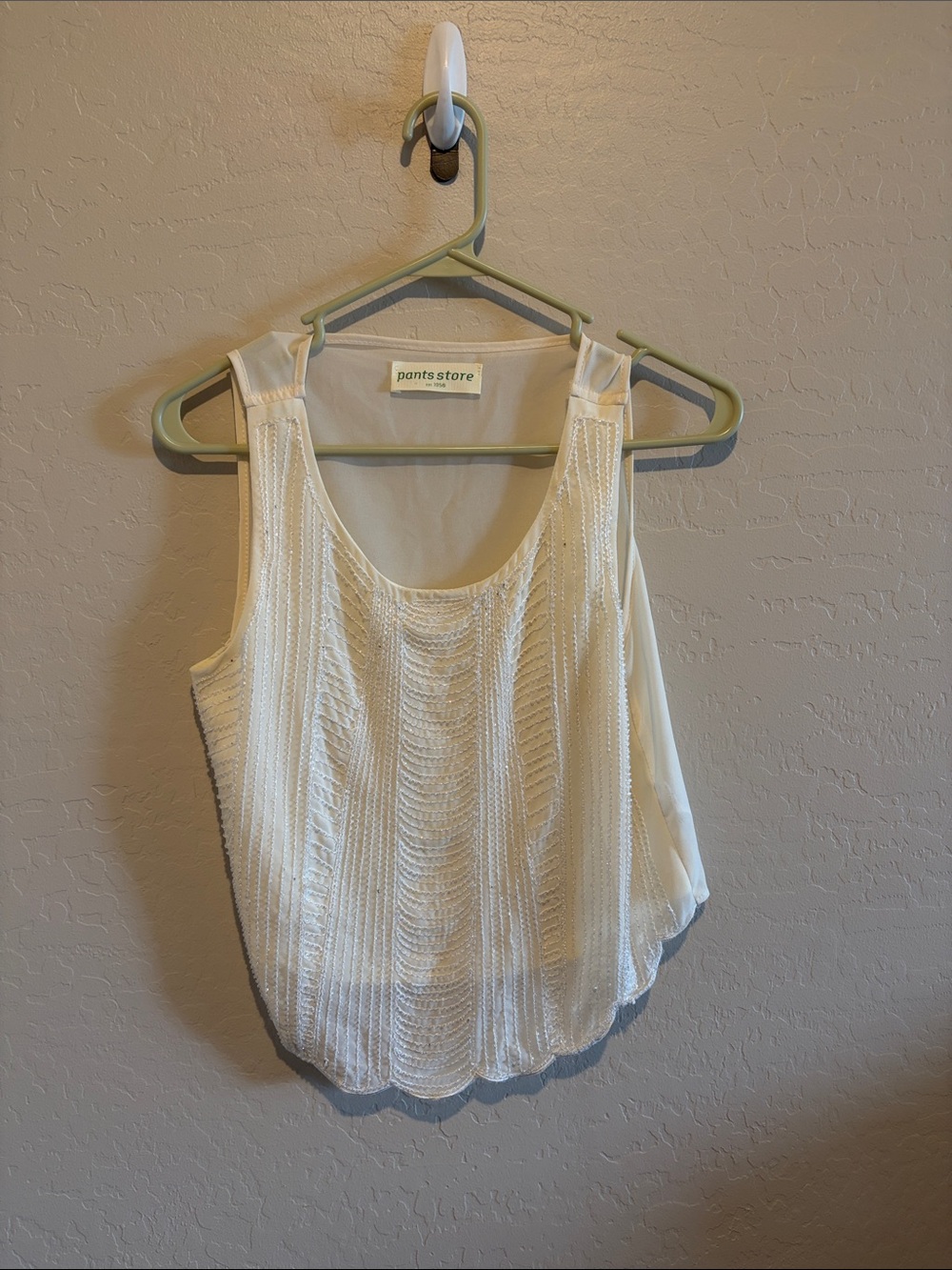pants store White Beaded Scoop Neck Camisole
